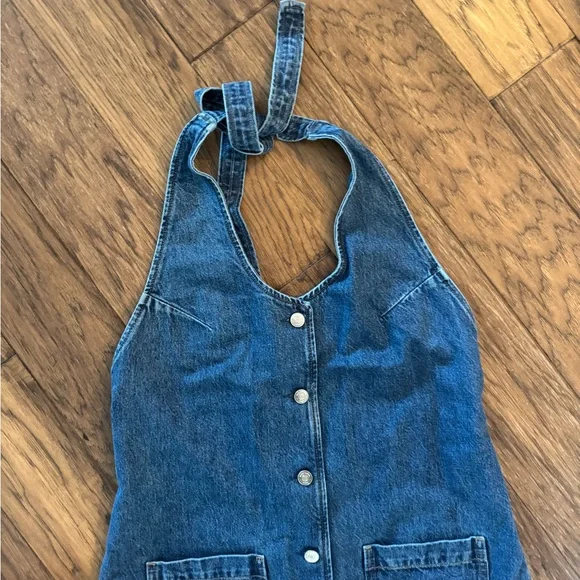 NWT Reformation Avielle Denim Halter Dress - Picture 2 of 5